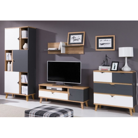 Obývacia izba Memone - grait+biela/dub zlatý