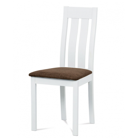 Masívna jedálenská stolička BC-2602 WT (biely buk/hnedý poťah)