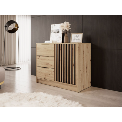 Komoda Nelly 2D - artisan/čierne lamely