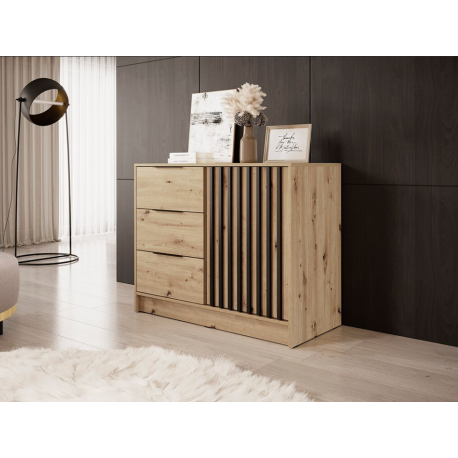 Komoda Nelly 2D - artisan/čierne lamely