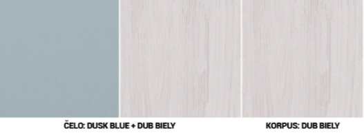 Čelo: dusk blue+dub biely/Korpus: dub biely